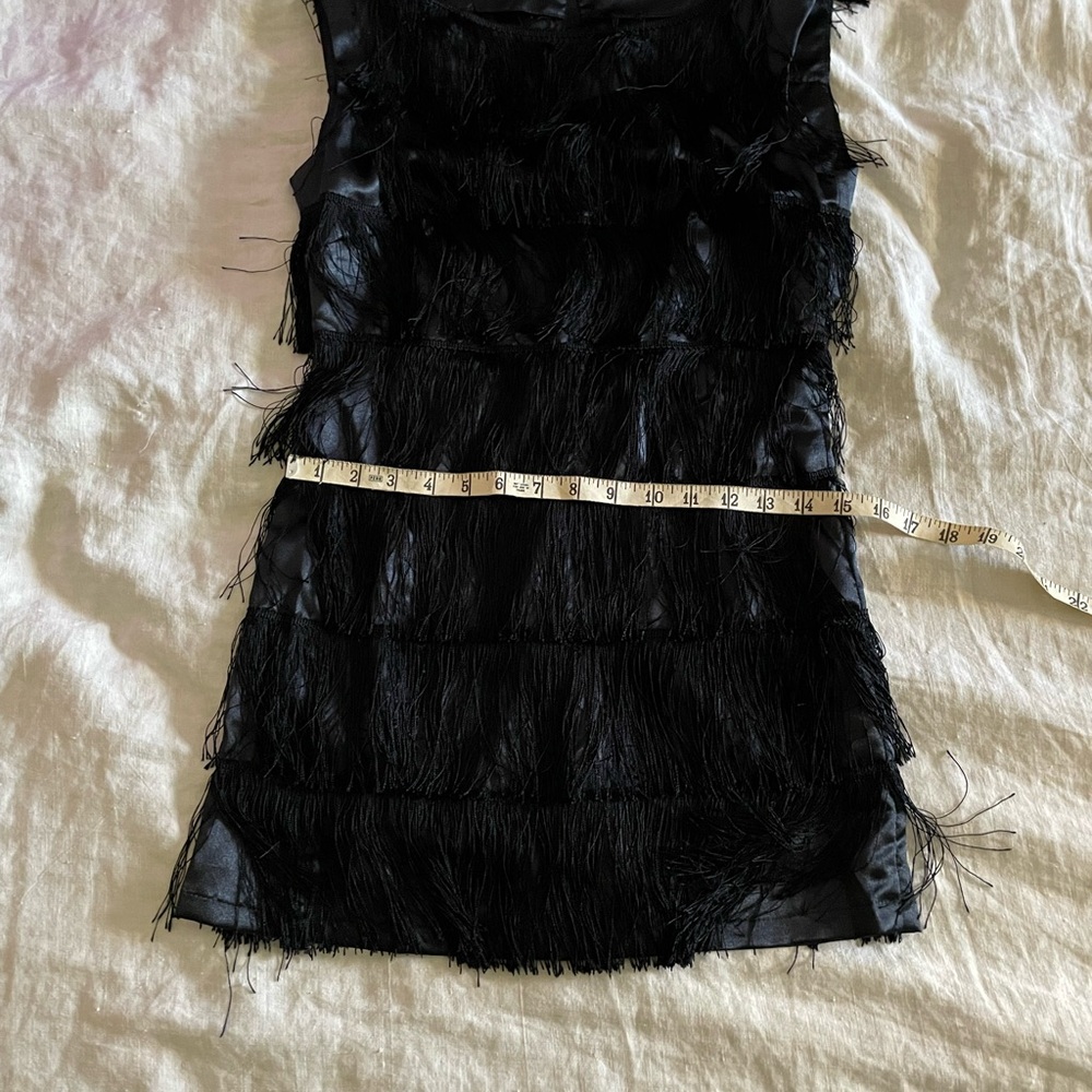 Micro Mini Black Fringe Dress - Picture 7 of 8
